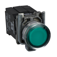 XB4BW3345 SURUNUPP ROHELINE SÜVIS VALGUSTATUD Ø22 TAGASTUV 1NO+1NC 220...240V
