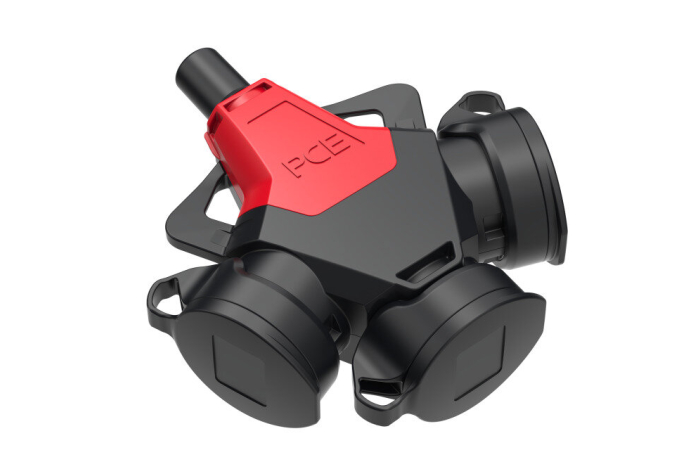 253711-SR 3-NE JÄTKUPESA KUMMIST 250V 16A IP54 KAITSEKAANTEGA MUST PCE