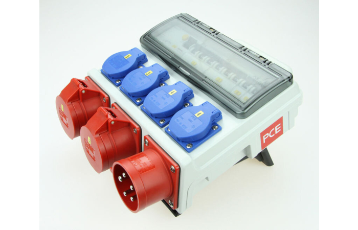 9004002 TÖÖMAAKILP. 32A x1. 16A x1. SCHUKO x4. 32A PISTIK. KAASASKANTAV. PCE