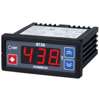 RT38 TEMPERATUURI REGULAATOR COMECO 230VAC 1NO/NC ANDURILE PT-100.TERMOPAARILE. MÕÕT 72X36MM