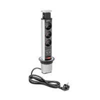 PISTIKUPESADE TORN 3XSCHUKO 2XUSB-A KAABEL 1.8M SÜV. MUST/AL.