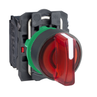 XB5AK134B5 PÖÖRDLÜLITI VALGUSTATUD PLAST PUNANE Ø22 3POS FIKSEERUV 24V AC/DC 1 NO + 1 NC