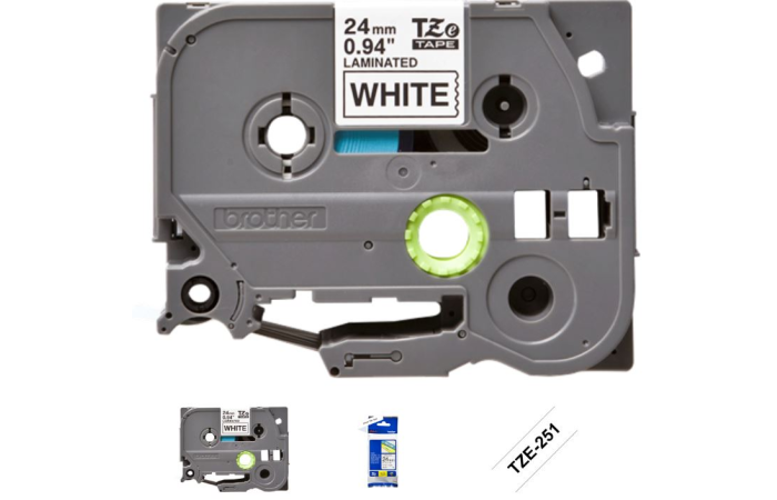 BROTHER PRINTERI LINT VALGE TZE-251 24MMX8M MUST TEKST