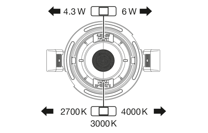 SPOT COMBO ADJUST 4.3/6W/927/930/940 430/600LM 60DEG D81/68 H48 IP65/50 VALGE SUUNATAV DOWNLIGHT