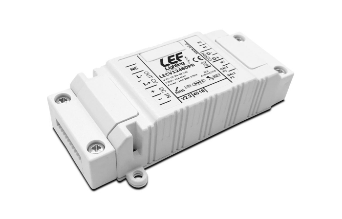 LEF 12V 24V 48V CV 144/288/576W 12A IP20 DIM DALI/PUSH/0-10V/1-10V/BLUETOOTH LED RIBA JUHTSEADE