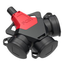 253711-SR 3-NE JÄTKUPESA KUMMIST 250V 16A IP54 KAITSEKAANTEGA MUST PCE