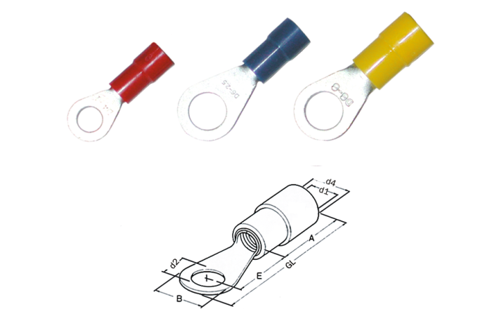 260288 JUHTMEOTSIK RÕNGASKLEMM 4-6MM2 M6 KOLLANE 100TK/PKK