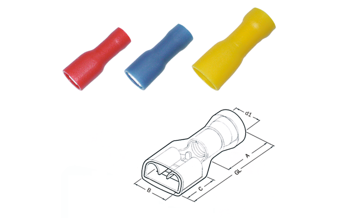 260416 JUHTMEOTSIK LAPIK "EMA" 1.5-2.5/6.3X0.8 SININE TÄISISOLEERITUD 100TK/PKK