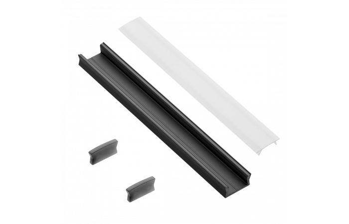 GLAX MINI LED RIBA MUST PROFIIL 2M W14 H7 MAX 10MM OPAALKATE+OTSAD KOMPLEKT PINDPAIGALDUSEKS