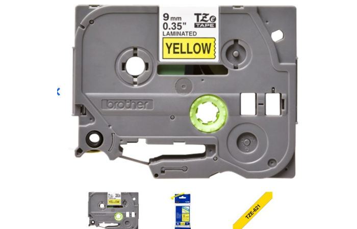 BROTHER PRINTERI LINT KOLLANE TZE-621 9MMX8M MUST TEKST