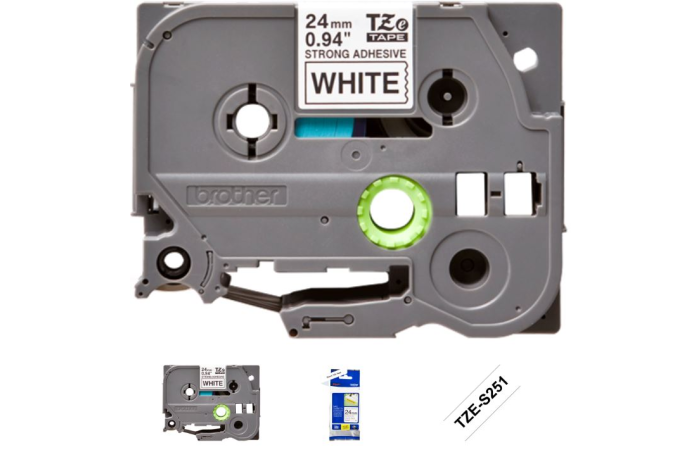 BROTHER PRINTERI LINT VALGE TZE-S251 24MMX8M MUST TEKST TUG
