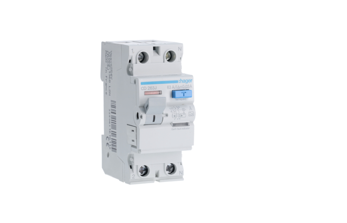 CD263J RIKKEVOOLUKAITSE 2P 63A 30mA A HAGER