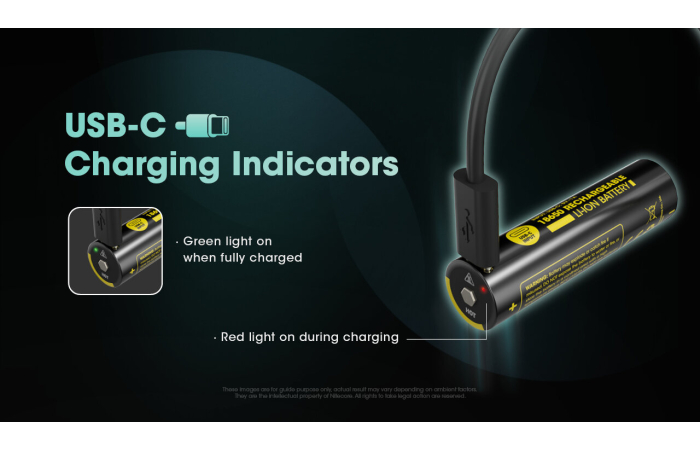 NITECORE NL1836R 3600mAh 18650 KAITSMEGA AKU 3.6V USB-C