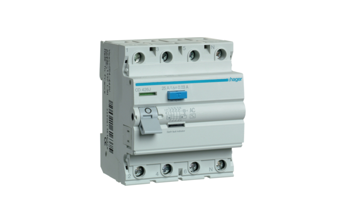 CD426J RIKKEVOOLUKAITSE  25A/0.03A 4F HAGER