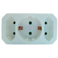 PMZSW 1X SCHUKO 2XEURO PISTIKUPESA ADAPTER VALGE