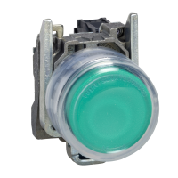 XB4BP383B5EX SURUNUPP VALGUSTATUD METALL SÜVIS ROHELINE Ø22 TAGASTUV KATTEGA 24V AC/DC 1 NO ATEX