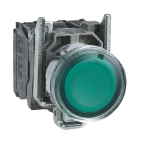 XB4BW33M5 SURUNUPP VALGUSTATUD METALL SÜVIS ROHELINE Ø22 TAGASTUV 230...240V AC 1 NO + 1 NC