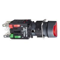 XB6AF4B5B SURUNUPP PUNANE SÜVIS VALGUSTATUD Ø16 VABASTUS 1NO+1NC 12...24V