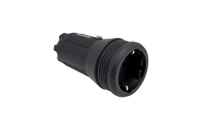 SR250BL JÄTKUPESA KUMMIST MUST 2P+E 16A 250V IP20