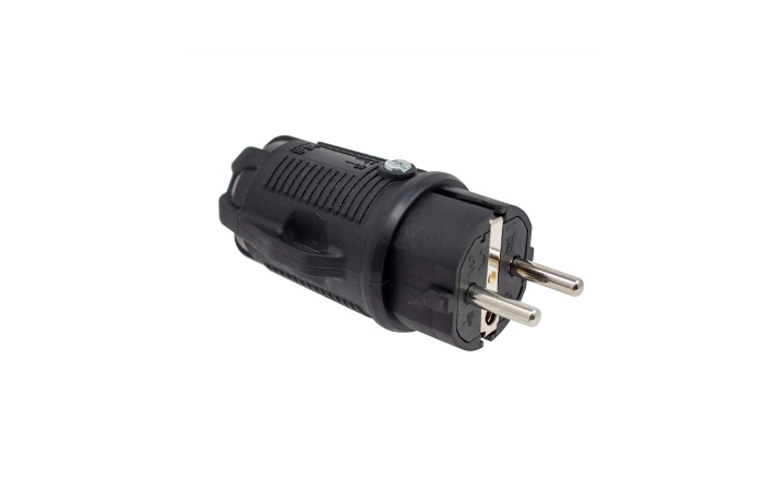 PR250BL JÄTKUPISTIK KUMMIST MUST 2P+E 16A 250V IP54
