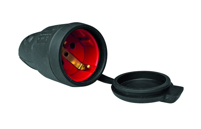 PROTEC PGKS44 JÄTKUPISTIKUPESA KUMMIST KAANEGA MUST 16A IP44