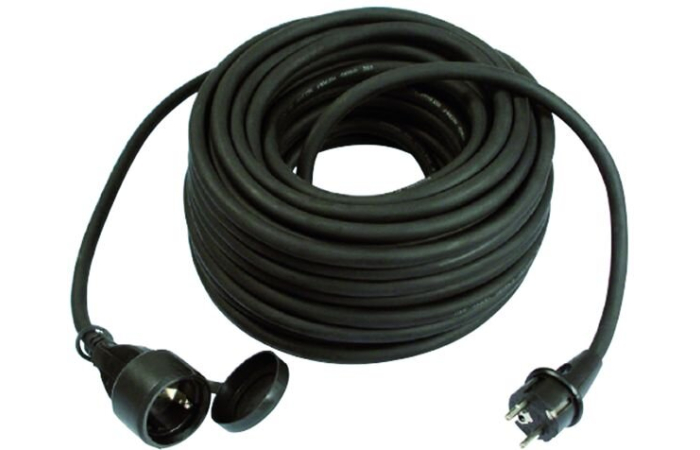 PGVL 315-25S H05RR KUMMIKAABEL 3G1.5 PISTIK+KAANEGA JÄTKUPESA 25M MUST 220V