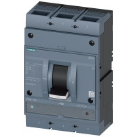 3VA1563-6EF32-0AA0 3VA1 1000 KOMPAKTKAITSELÜLITI Icu=70kA @415V 3P TM240 ATAM In=630A Ir=440A...630A Ii=5...10xIn POLTÜHENDUS
