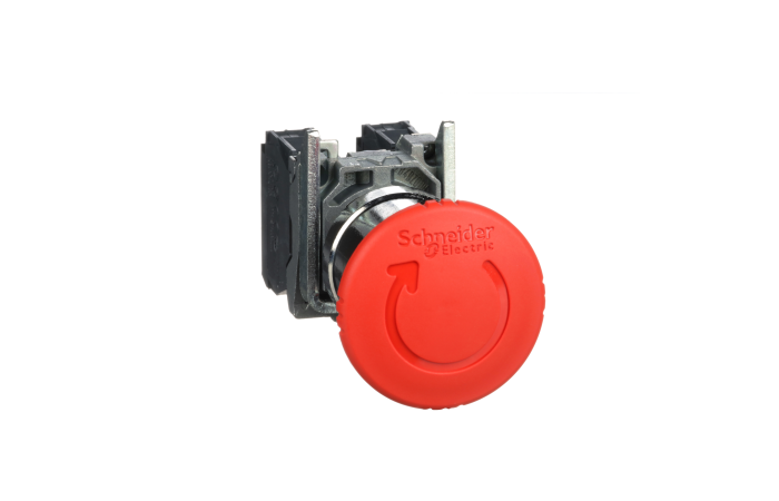XB4BS8445 HÄDASTOPPLÜLITI KOMPLEKT 1NO+1NC PÖÖRATES TAGASTUV SCHNEIDER