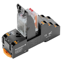 DRM RELEE+ PUSH IN SOKKEL+KLAMBER 2CO 115 VAC 10 A LED+TESTNUPP D-SEERIA