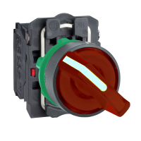 XB5AK124B5 PÖÖRDLÜLITI VALGUSTATUD PLAST PUNANE Ø22 2POS FIKSEERUV 24V AC/DC 1 NO + 1 NC