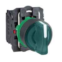 XB5AK133M5 PÖÖRDLÜLITI VALGUSTATUD PLAST ROHELINE Ø22 3POS FIKSEERUV 230...240V AC 1 NO + 1 NC