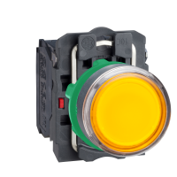 XB5AW35M5 SURUNUPP VALGUSTATUD PLAST SÜVIS ORANZ Ø22 TAGASTUV 230...240V AC 1 NO + 1 NC