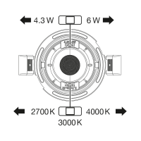SPOT COMBO ADJUST 4.3/6W/927/930/940 430/600LM 60DEG D81/68 H48 IP65/50 VALGE SUUNATAV DOWNLIGHT
