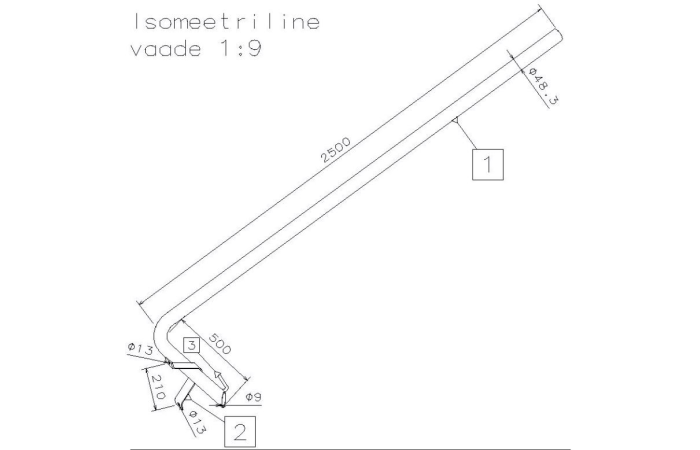 VVKP L-2500 2.5M 5 KRAADI 48.3MM KONSOOL PUITPOSTILE