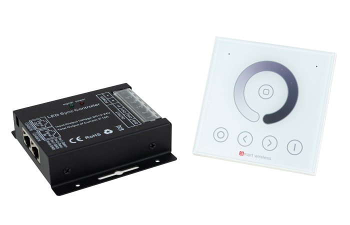 VEGAS 720W 12-24V IP20 3-KANALIGA ÜHE VÄRVI JUHTSEADE SEINAPNAEELIGA