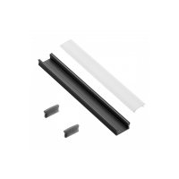 GLAX MINI LED RIBA MUST PROFIIL 2M W14 H7 MAX 10MM OPAALKATE+OTSAD KOMPLEKT PINDPAIGALDUSEKS