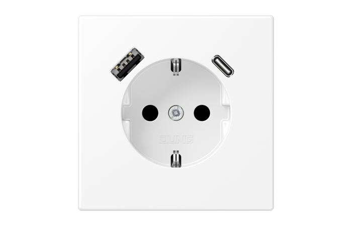 JUNG LS 1520-15 CA WWM PISTIKUPESA+USB+TYPE AC MATT VALGE