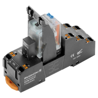 DRM RELEE+ PUSH IN SOKKEL+KLAMBER 2CO 24 VDC 10 A LED+DIOOD+TESTNUPP D-SEERIA